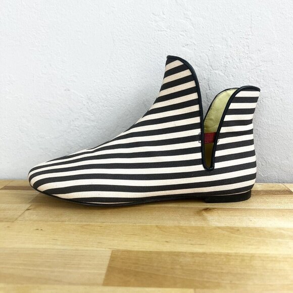 Tory Burch Claire McCardell Striped Slip On Textile‎ Boot Size 5.5 Unique Retro - Picture 1 of 12